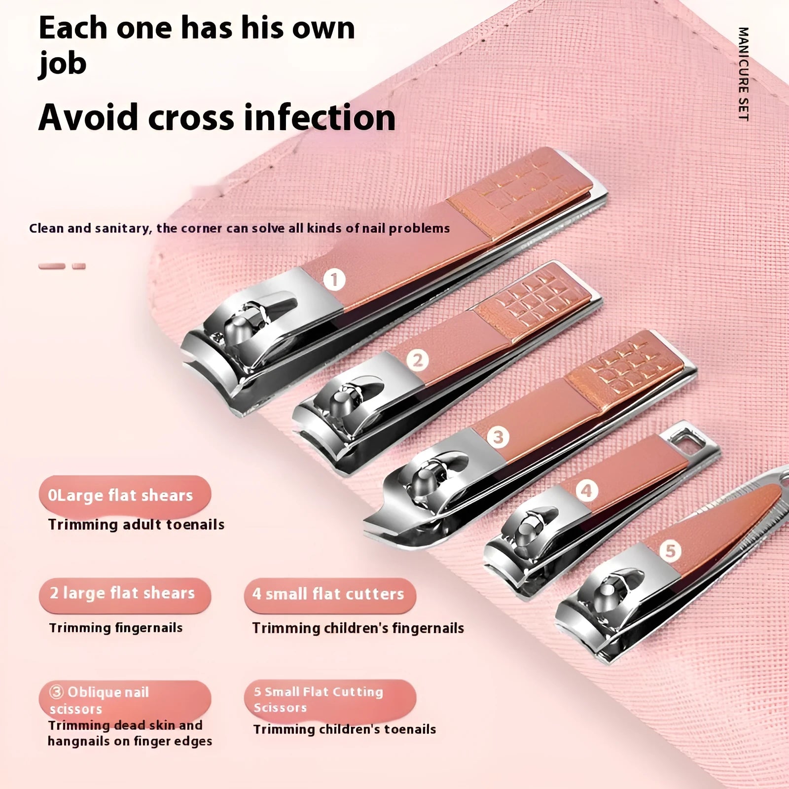 30-piece stainless steel nail beauty tool set displayed in open case, showing various grooming implements.