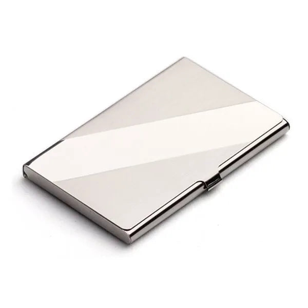 304 stainless steel business card case with geometric design and laser sculpture surface finishes