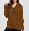 Women's loose fit cotton hooded cardigan sweater in a solid colour with textured pattern.