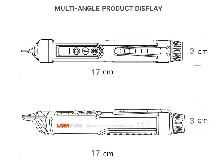 Black intelligent checkpoint test pencil for AC voltage detection with automatic shut-off function