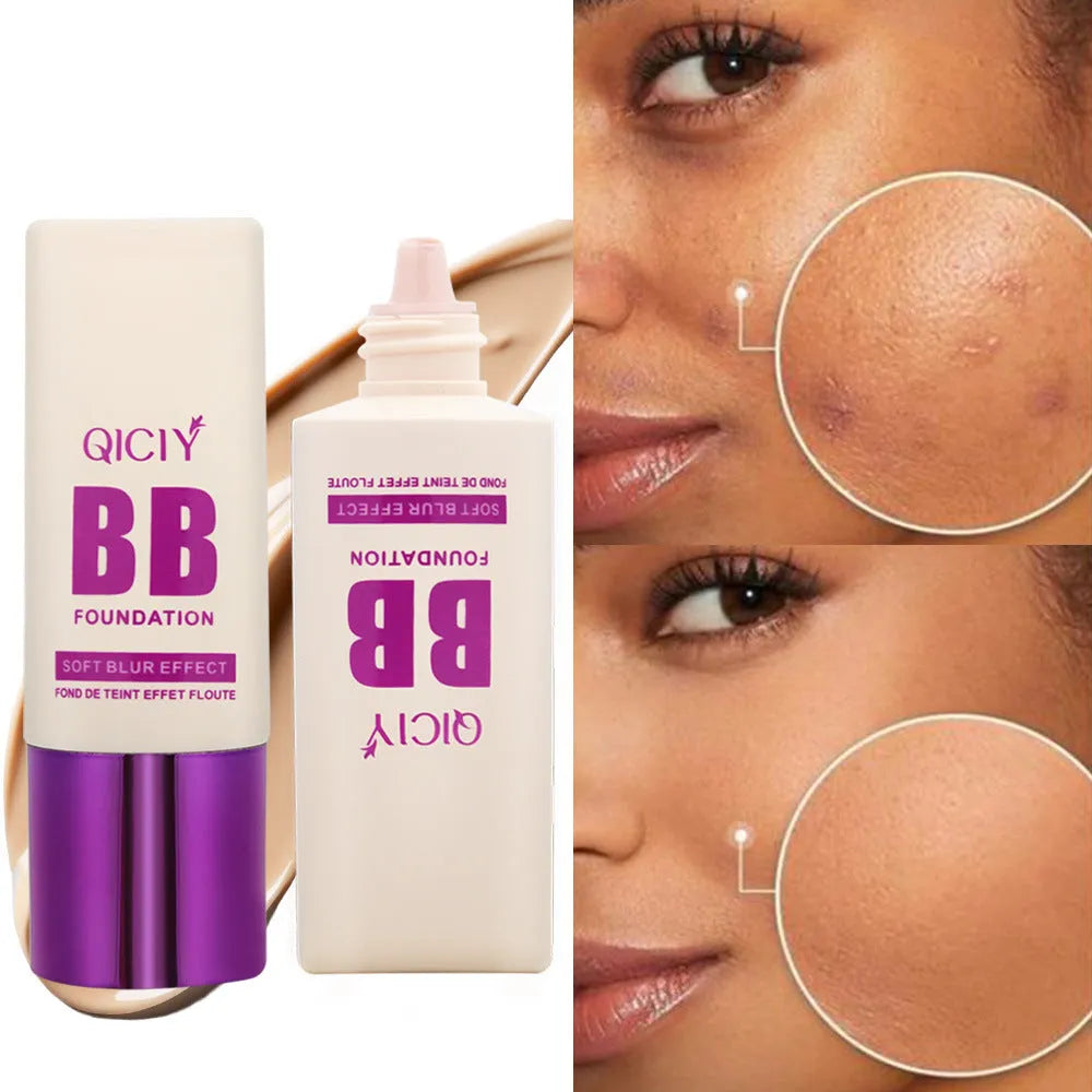 BB cream foundation in feeding bottle tube with ten colour shade options for brightening coverage