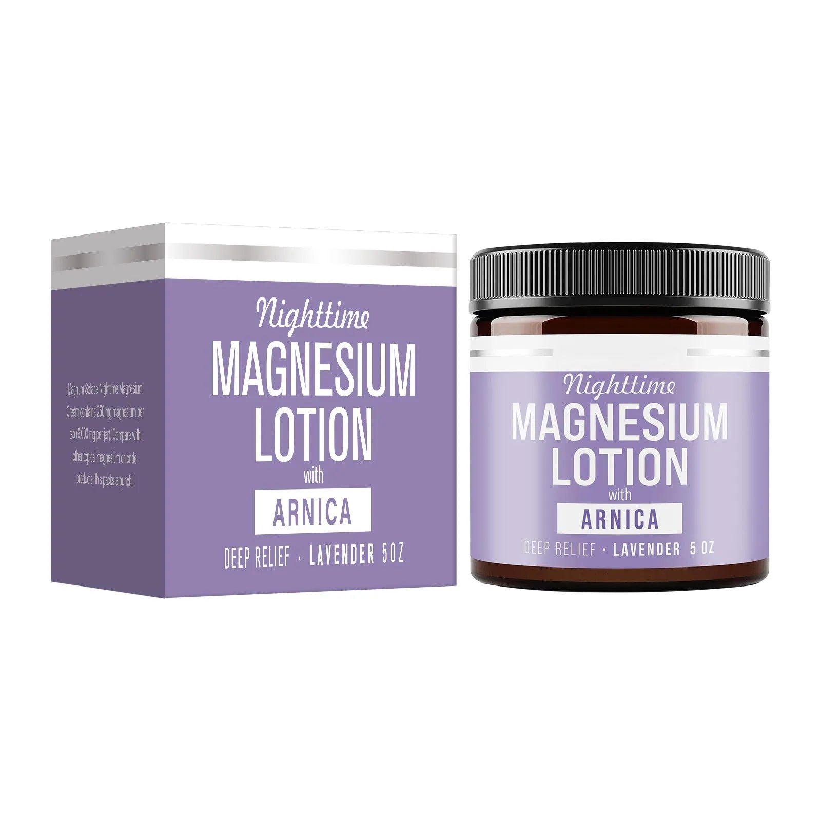 150ml jar of magnesium body butter cream with shea butter and grape seed oil.