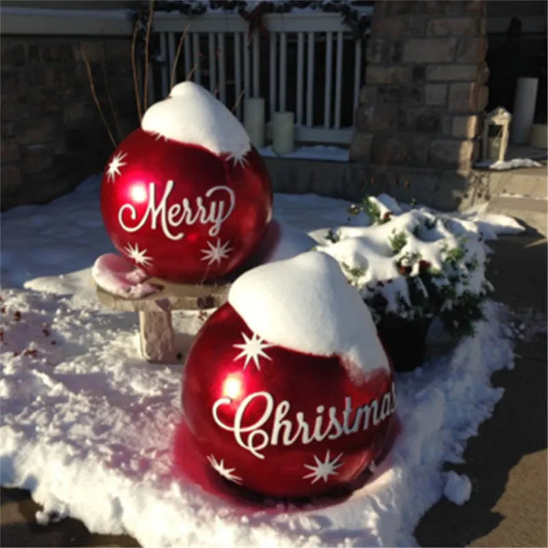 Large 60cm diameter inflatable PVC Christmas ball decoration for outdoor tree hanging