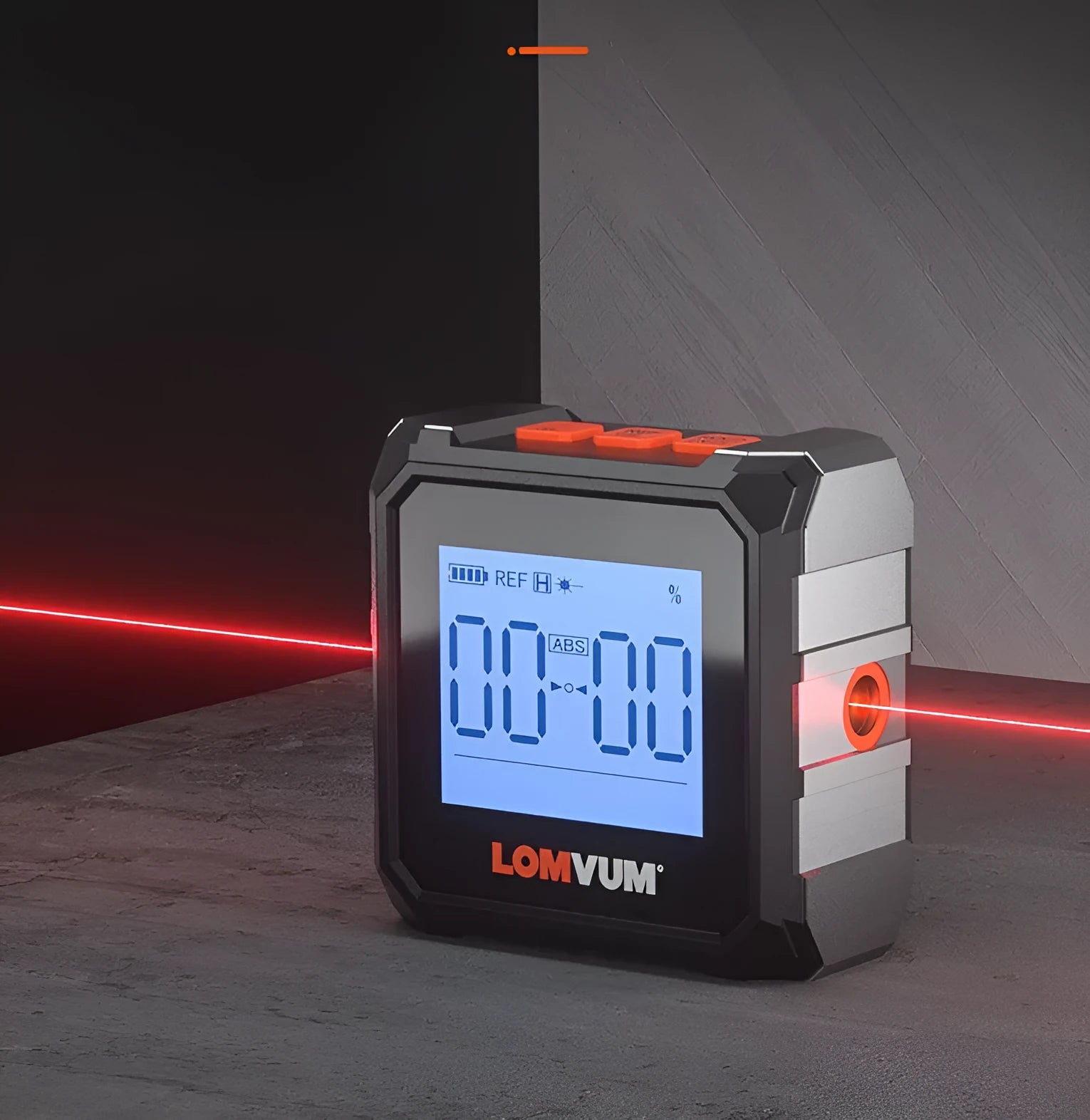 Laser infrared digital inclinometer tape measure with alloy casing and magnetic sides.