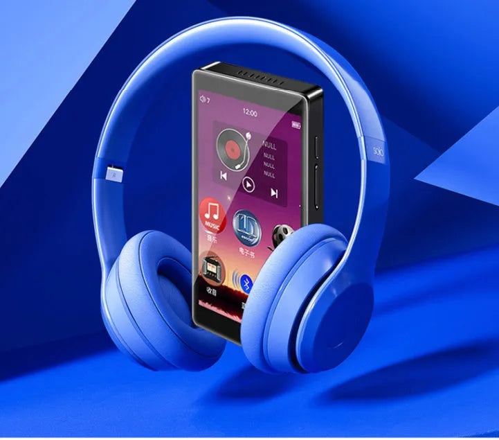 Black Ruizu H1 portable MP3 MP4 player with 4-inch touch screen showing music library interface