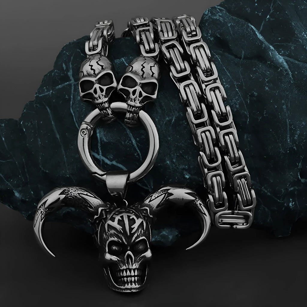 Clown skull titanium steel necklace ghost head chain pendant polished finish European American creative fashion
