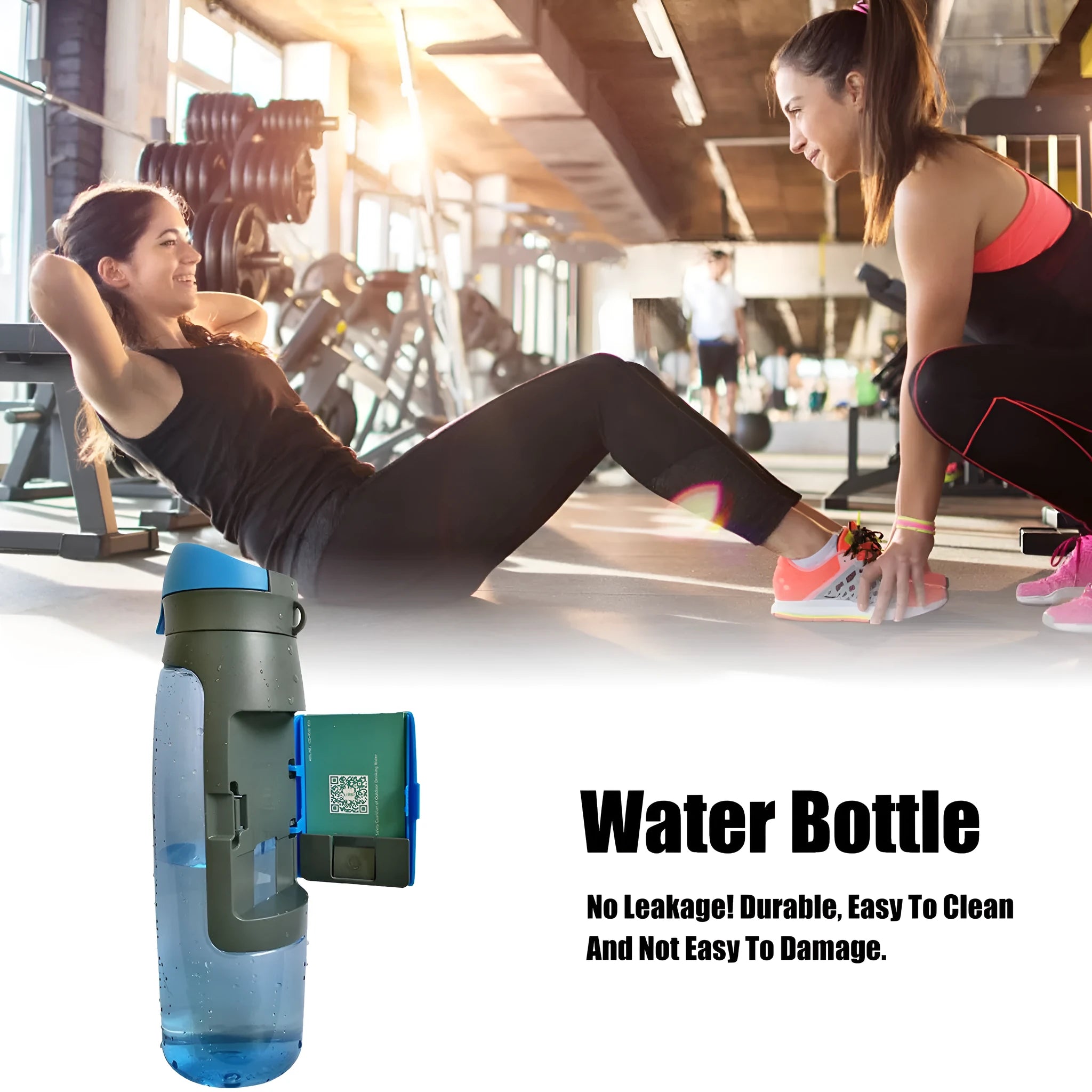 Black hidden security water bottle container with BPA-free lid on white background