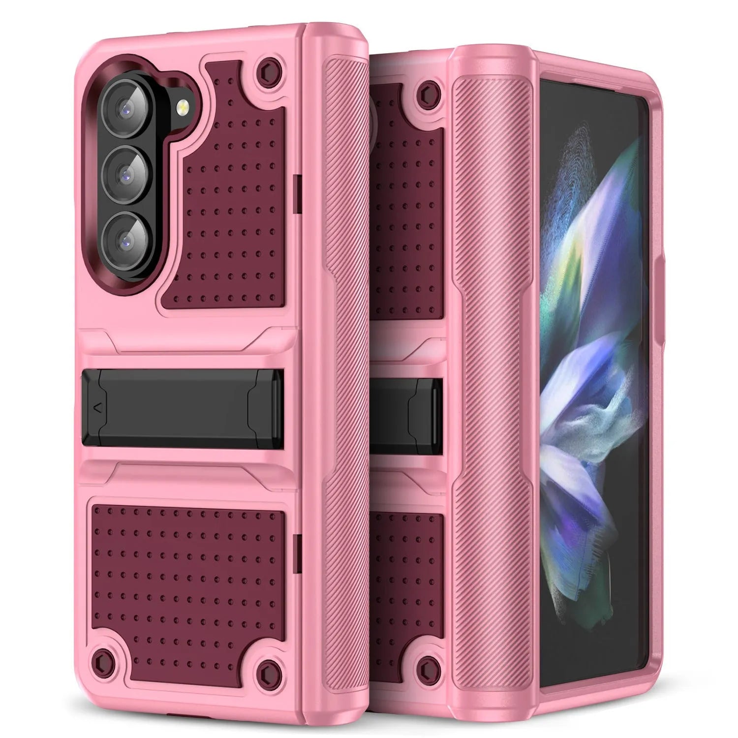 2-in-1 drop-resistant phone case for Samsung Z Fold 5 6 Z Flip 3 4 5 6 in Black and Grey, TPU PC hard case