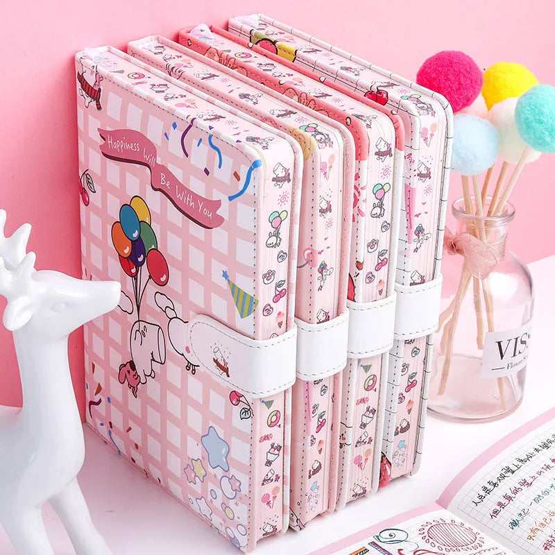 Small white Kaba Bear notebook with magnetic buckle closed, showing A6 size.