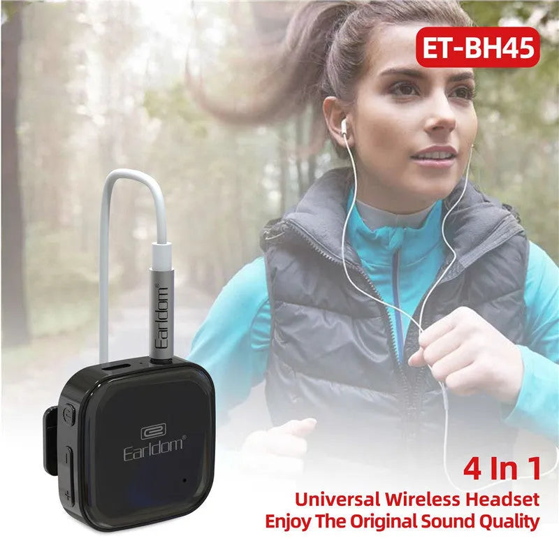 Bluetooth lavalier headset in black, grey, or red colours with 10-metre wireless range for hands-free communication