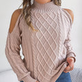 Women's casual acrylic sweater with twisted pattern and strapless half-high collar