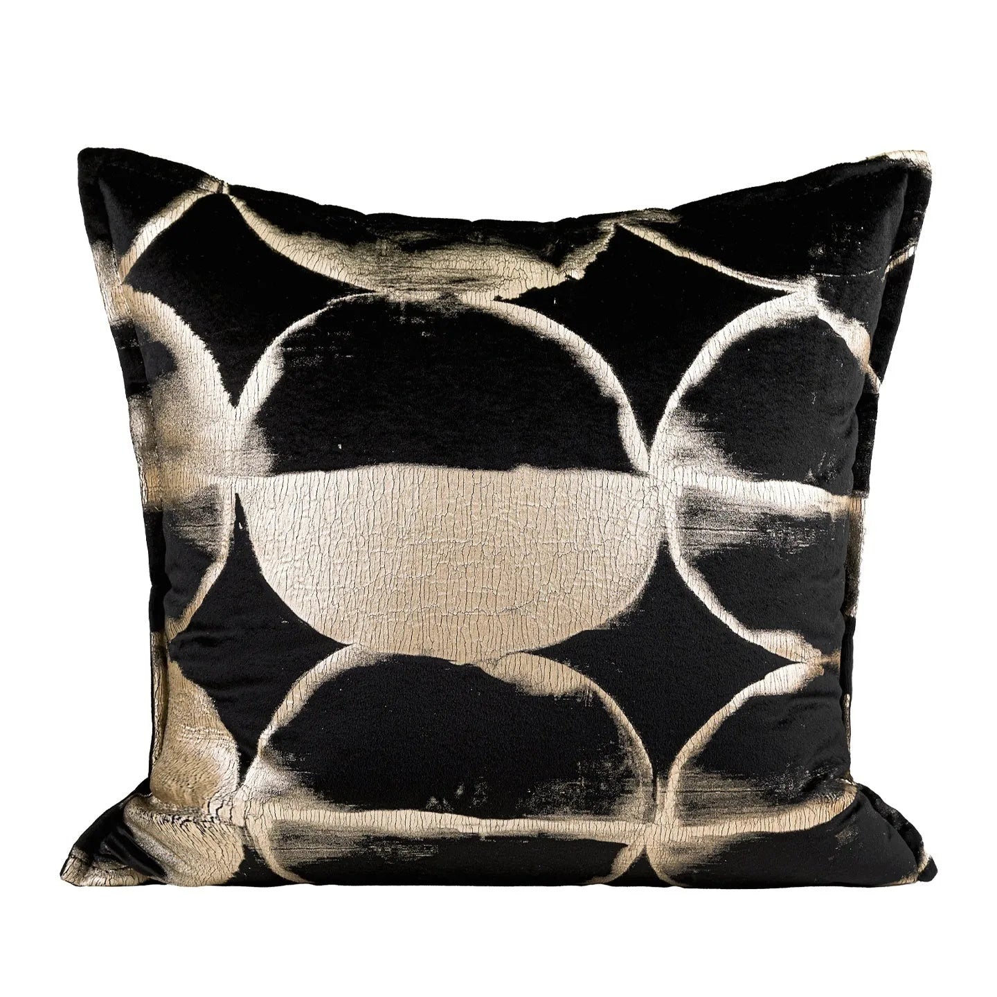 Black gold abstract pattern decorative cushion with removable flannel cover in multiple size options