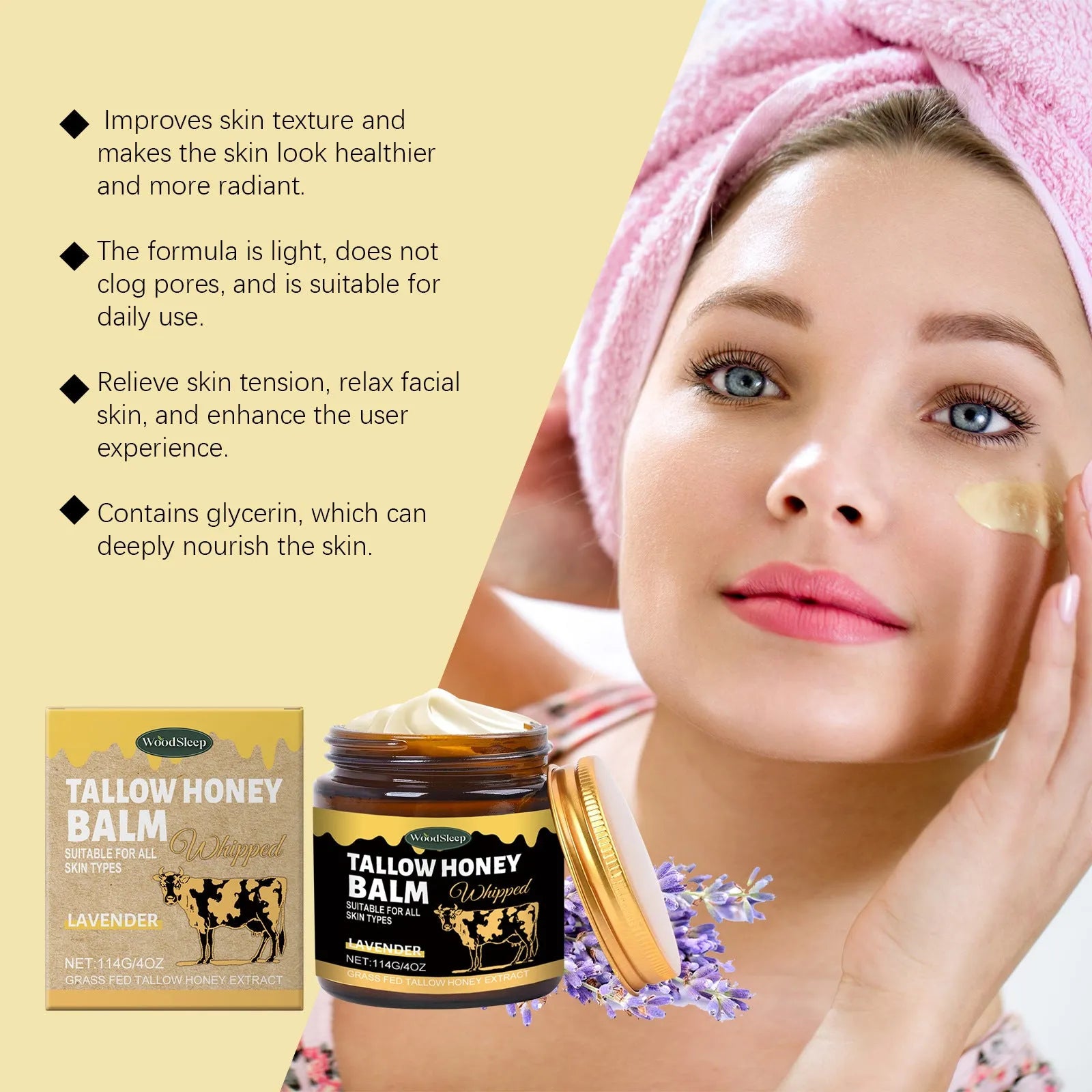 Butter Skin Cream 114g jar with moisturising formula containing glycerin and lavender extract