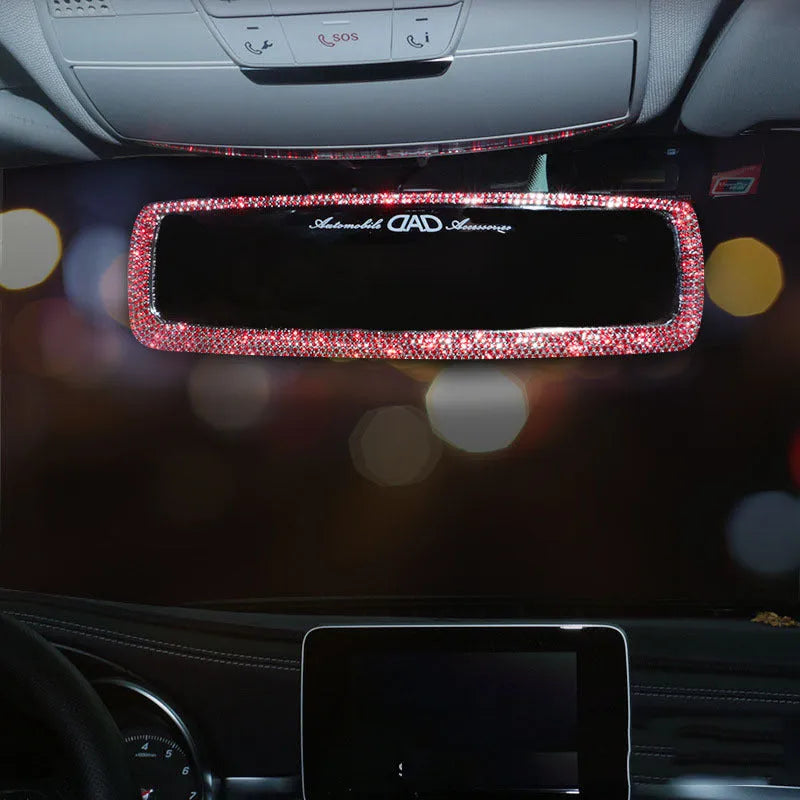 HD plastic diamond rearview mirror decoration in silver diamond piece finish for car interior