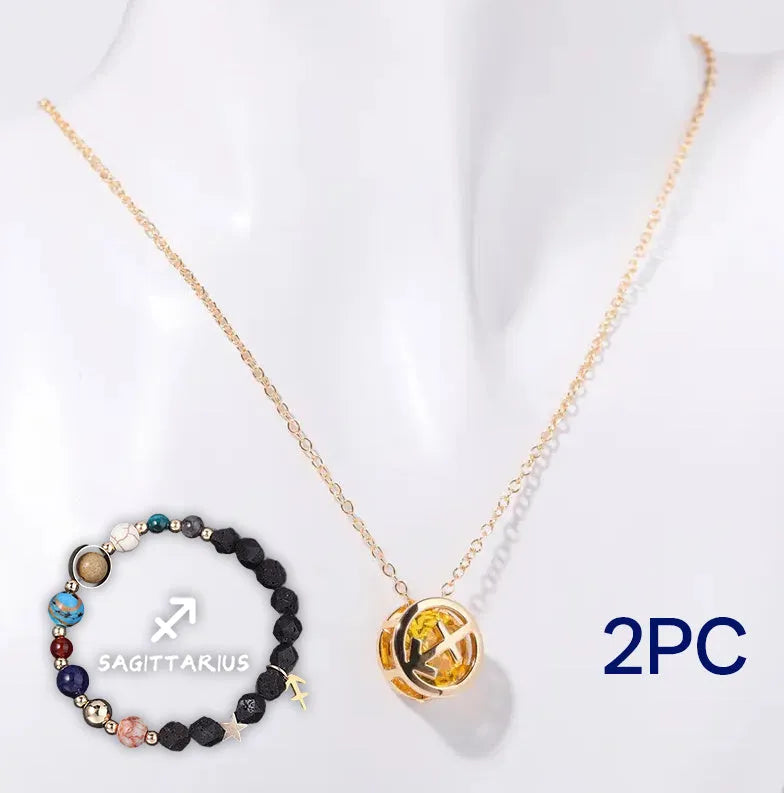Natural stone beaded necklace and bracelet set on an adjustable nylon cord.