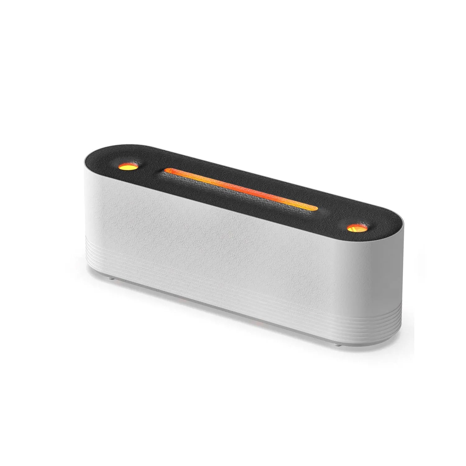 Black or white flame air humidifier with aroma diffuser and 7 colour LED lighting on table