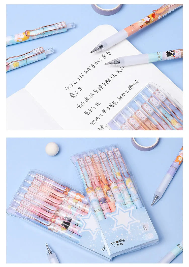 Six Lisa's Secret Constellation press gel pens with 0.5mm tips and zodiac cartoon designs