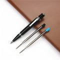 Full metal pocket ballpoint pen with black refill and two spare refills