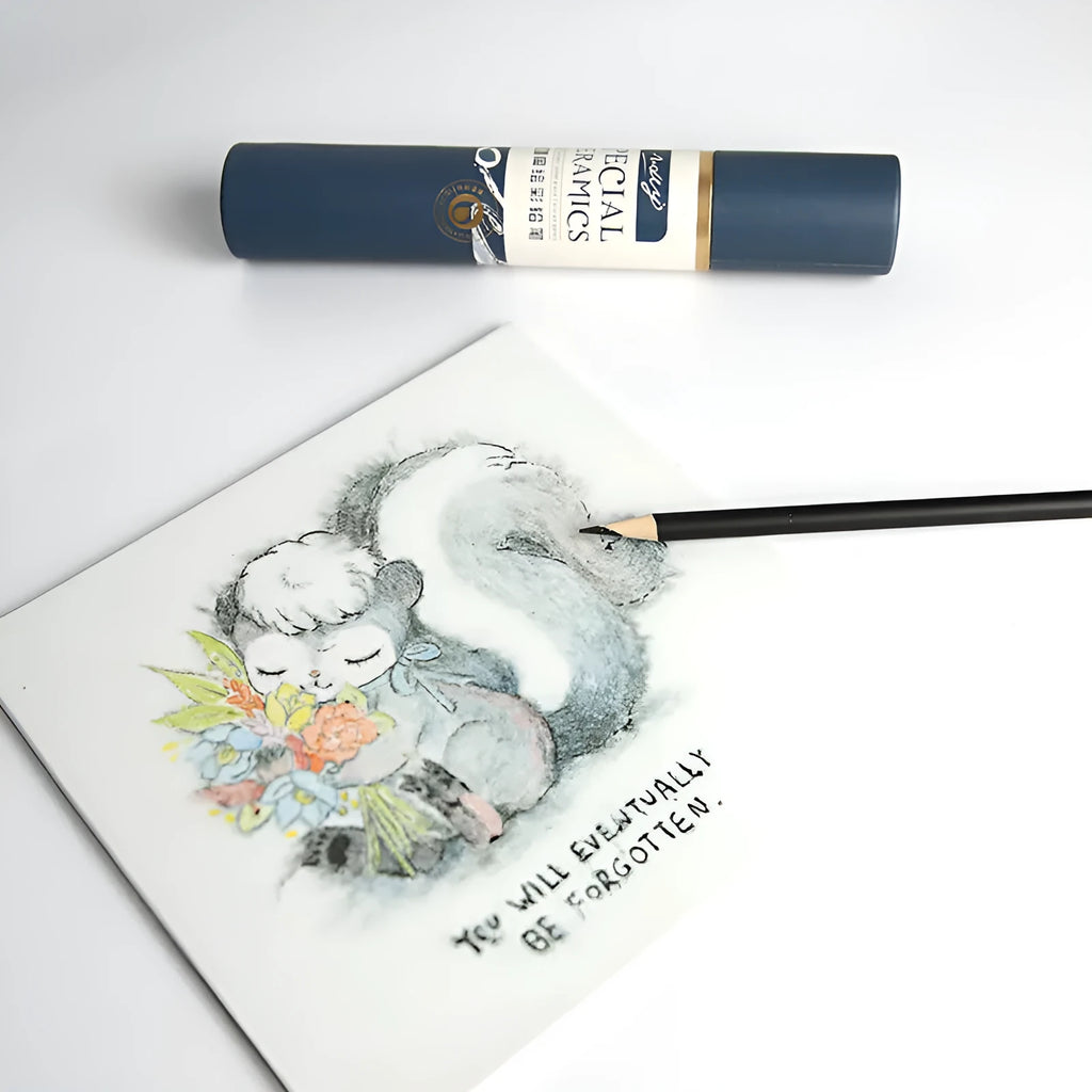 Set of 12 pottery underglaze colour pencils in assorted colours including red, blue, green, yellow, and black.