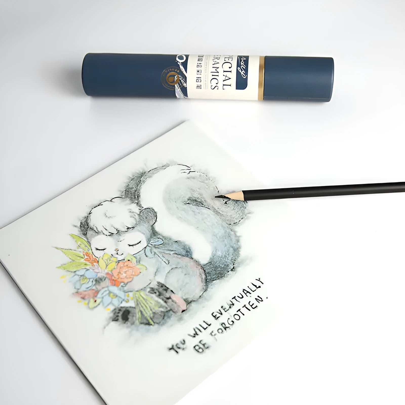 Set of 12 pottery underglaze colour pencils in assorted colours including red, blue, green, yellow, and black.