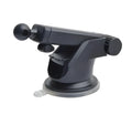 Black universal telescopic car phone bracket mounted on dashboard holding smartphone