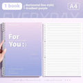 Removable coil gradient notebook with wood-free paper pages in green, blue, pink, or purple cover options