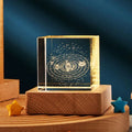 3D transparent crystal cube night lamp in 40mm or 60mm size on a desktop
