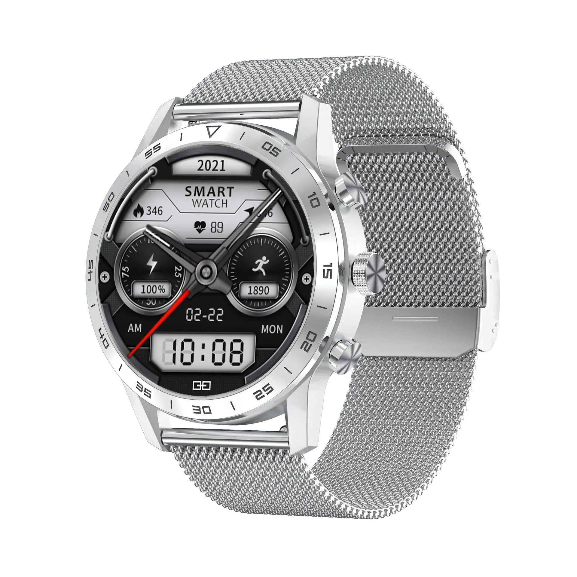 Fitness tracker smart watch with 1.39-inch IPS full screen, Bluetooth call feature, and step counter on display