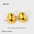 Geometric stainless steel ear studs with a glazed, reflective surface in colour DFE139.