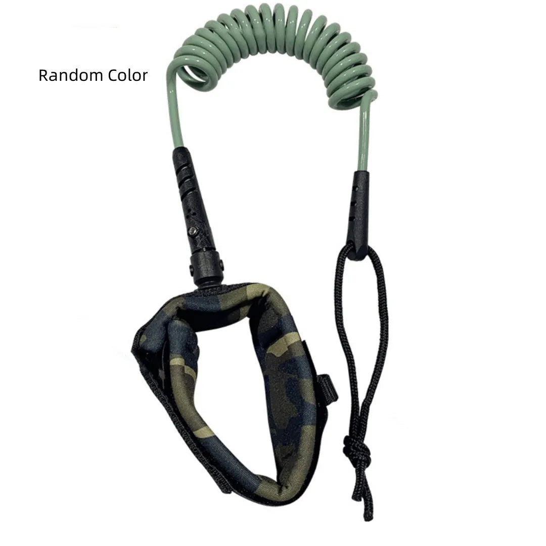 A high elastic pulp rope for holding and carrying a surfboard, shown in a random colour.