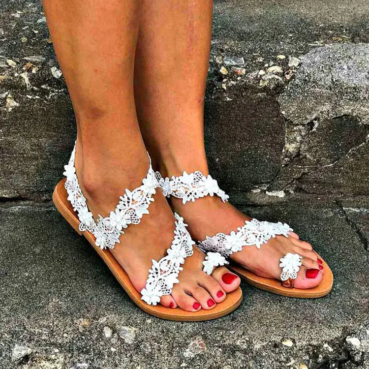 White rhinestone flower plus size women's flat shoes with patent leather surface and round toe design