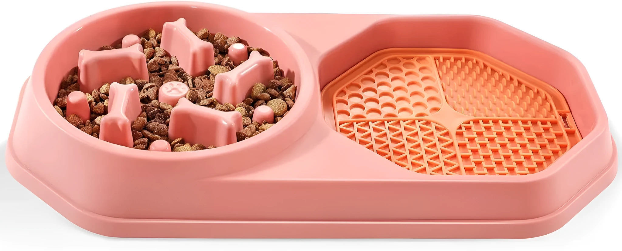 Blue slow feeder dog bowl with raised maze pattern for anti-gulping eating