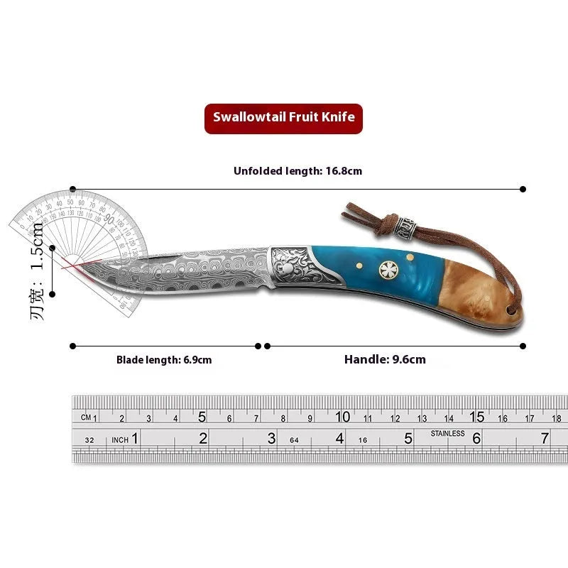 VG10 stainless steel mini folding pocket knife with blue or red dovetail handle