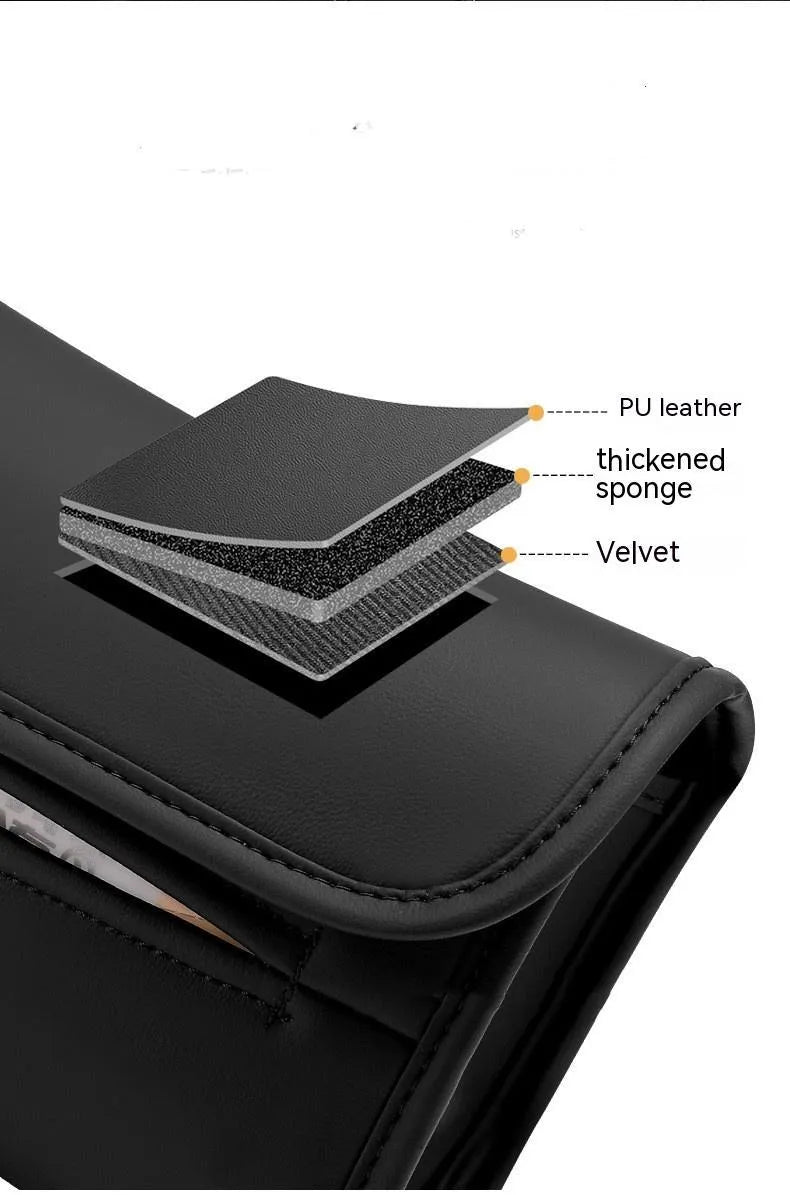 Leather car tissue box with elastic band hanging for vehicle mounting