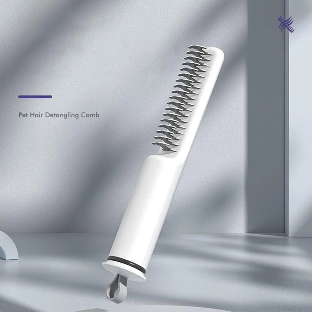 Stainless steel pet dematting comb with comfortable handle for removing knots from dogs' coats