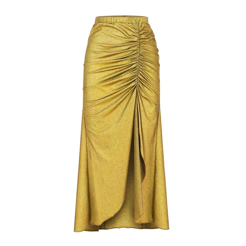 Women's high waist bikini swimsuit with skirt cover-up in yellow split or green one-piece design