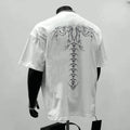 Men's pure cotton loose fit short sleeve t-shirt with printing design in white and black colours