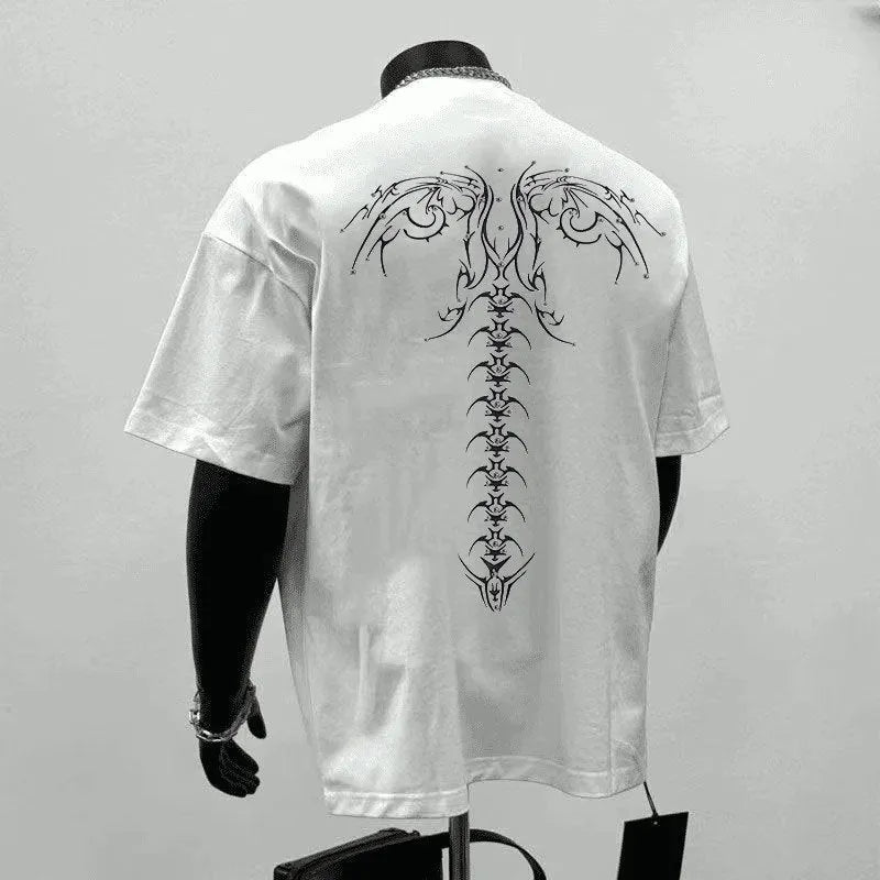Men's pure cotton loose fit short sleeve t-shirt with printing design in white and black colours