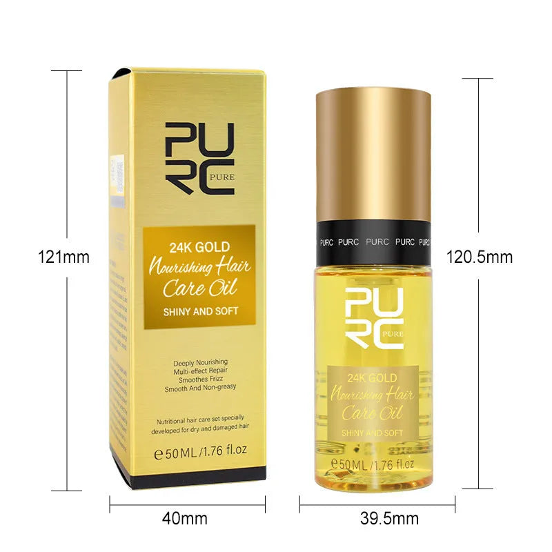 Yellow 50ml hair repair essential oil bottle for scalp and curly hair care.