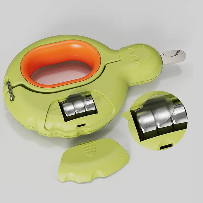 LED illuminated pet nail clippers for cats and dogs showing quick-light technology and non-slip handles
