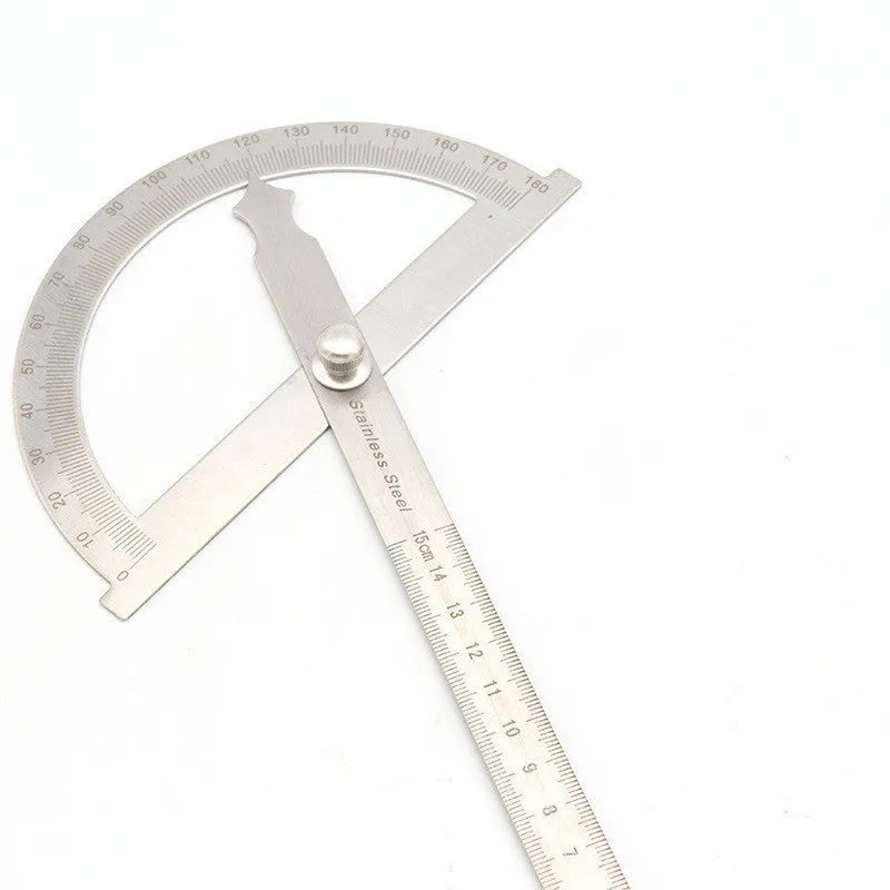Adjustable protractor showing 0-180 degree scale in 15cm and 14.5cm sizes