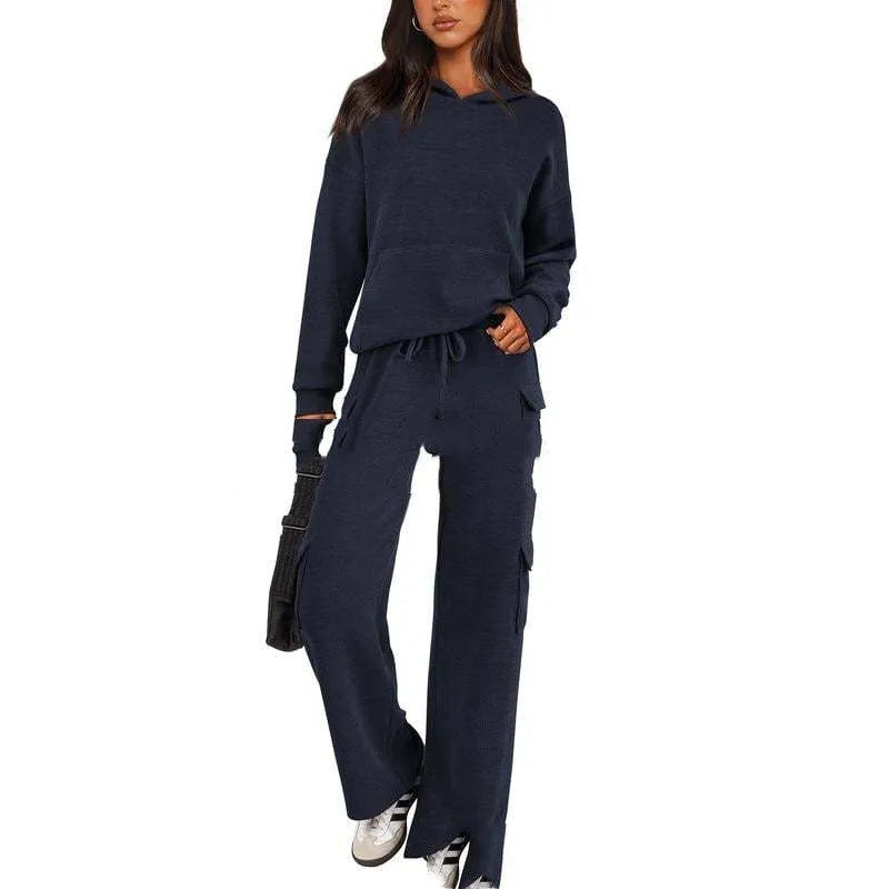 Women's long sleeve polyester sports suit top and trousers in multiple colour options