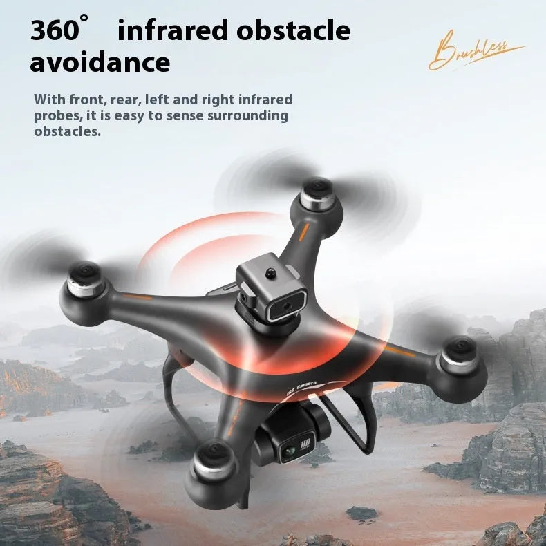 Black or white brushless UAV drone with four-side obstacle avoidance and HD camera under 30cm size