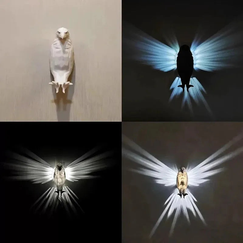 Eagle shape 3D printed wall lamp creating shadow art lighting for home decor