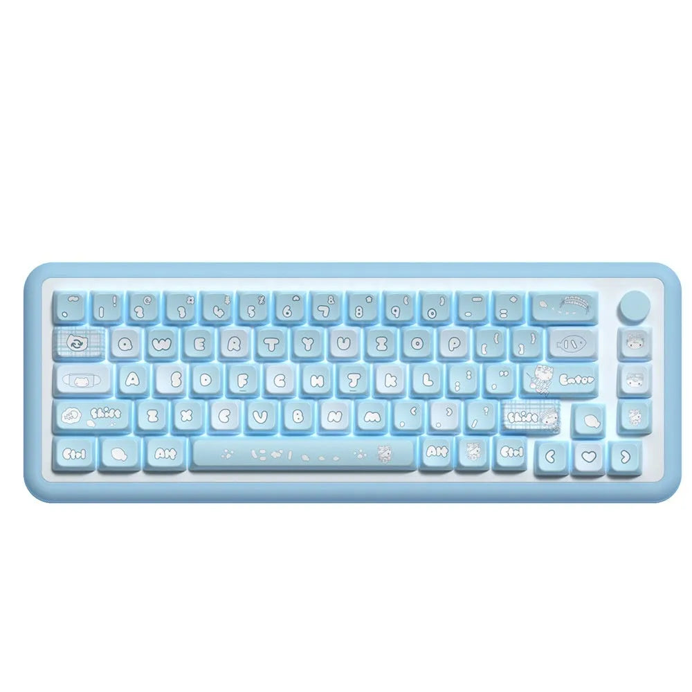 Watercolor kitten design custom mechanical keyboard keycaps with PTB construction and sublimation printing