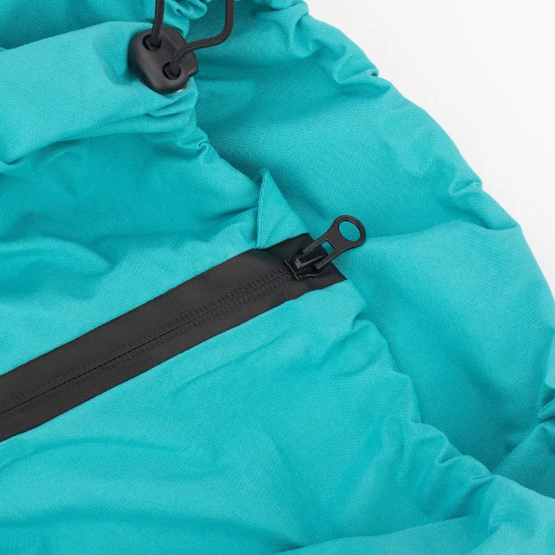 Waterproof polyester dog raincoat in black for medium large dogs, four-legged design with hood