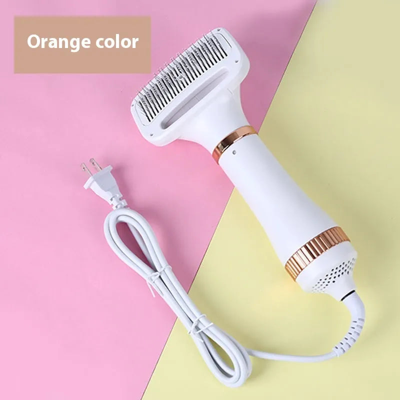 Pet hair dryer comb tool in platinum or white and green colour for grooming dogs and cats