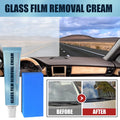 Blue sponge applicator and tube of car window oil film remover for glass decontamination