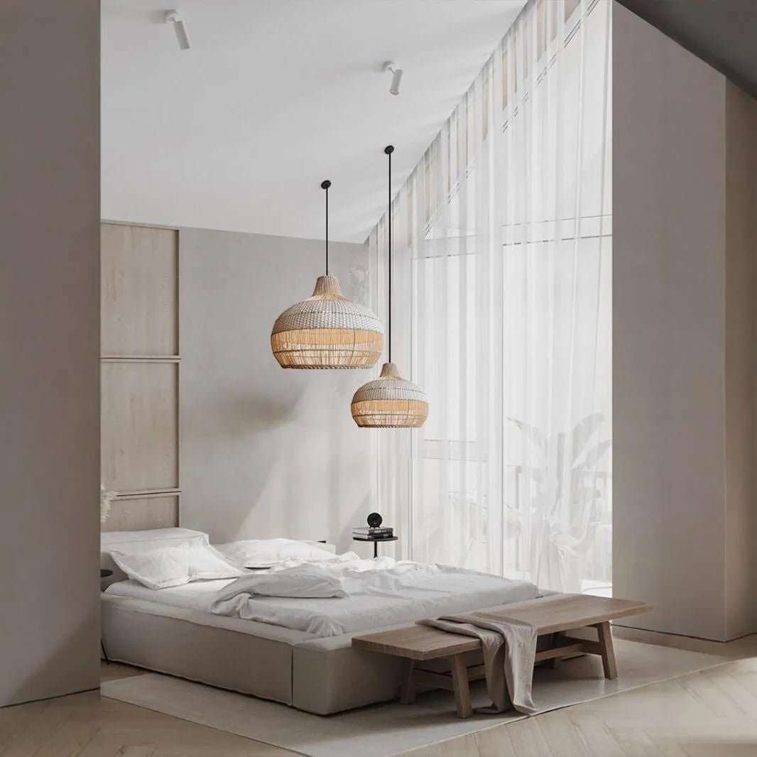 Rattan living room chandelier with silent wind design measuring 60cm in diameter