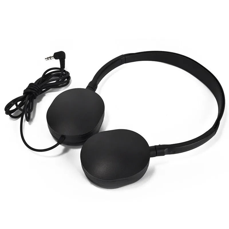 Home Fashion simple solid colour headset, black wired over-ear headphones with retro style, 1.2m cable and 3.5mm plug